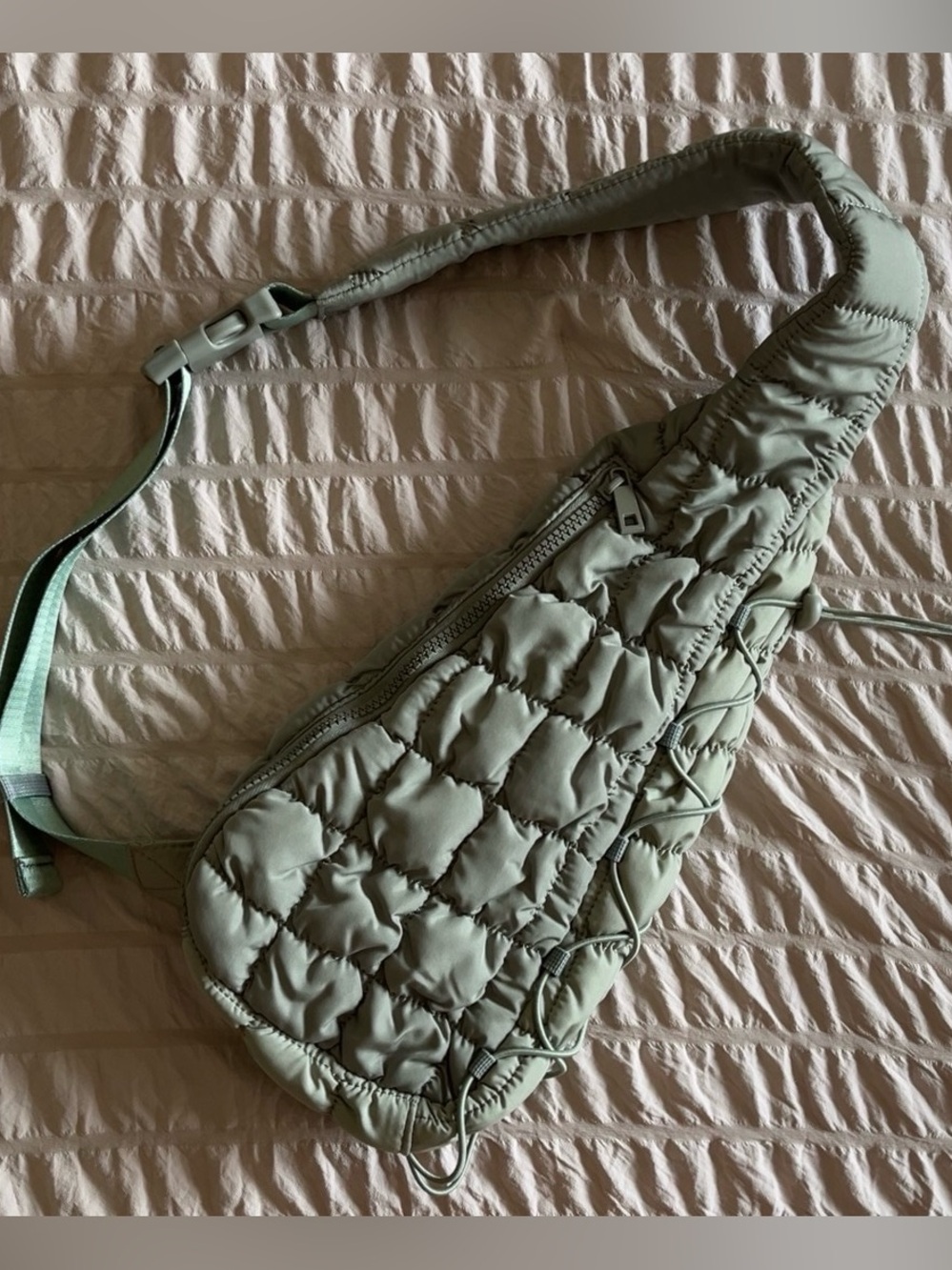Green Crossbody Bag - puffer material